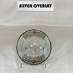 Vintage Silver Overlay Dish Glass Bowl